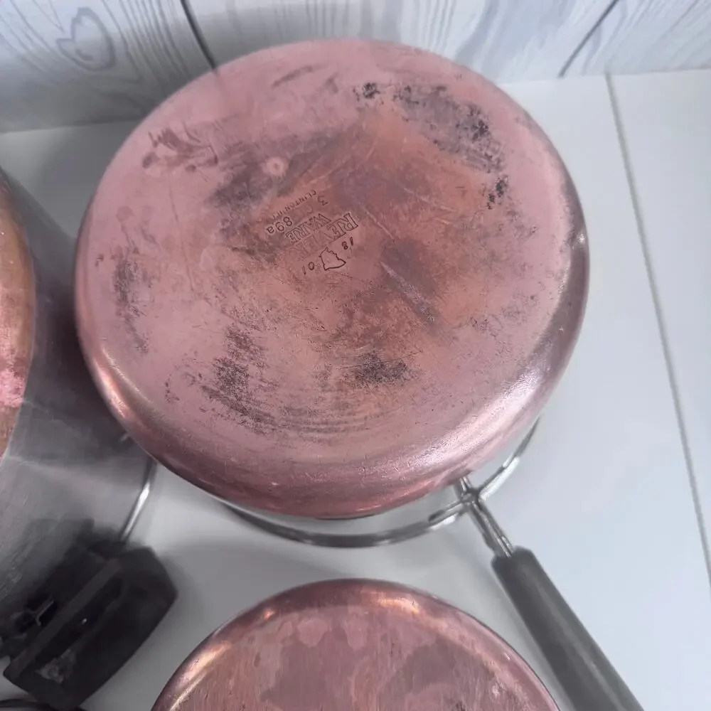 Vintage Revere Ware Copper Bottom Cookware Set 8 Pc Pots Pans Lids Clinton IL